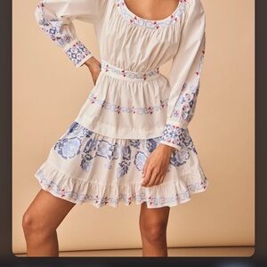 HUNTER BELL White and Blue Mini Dress